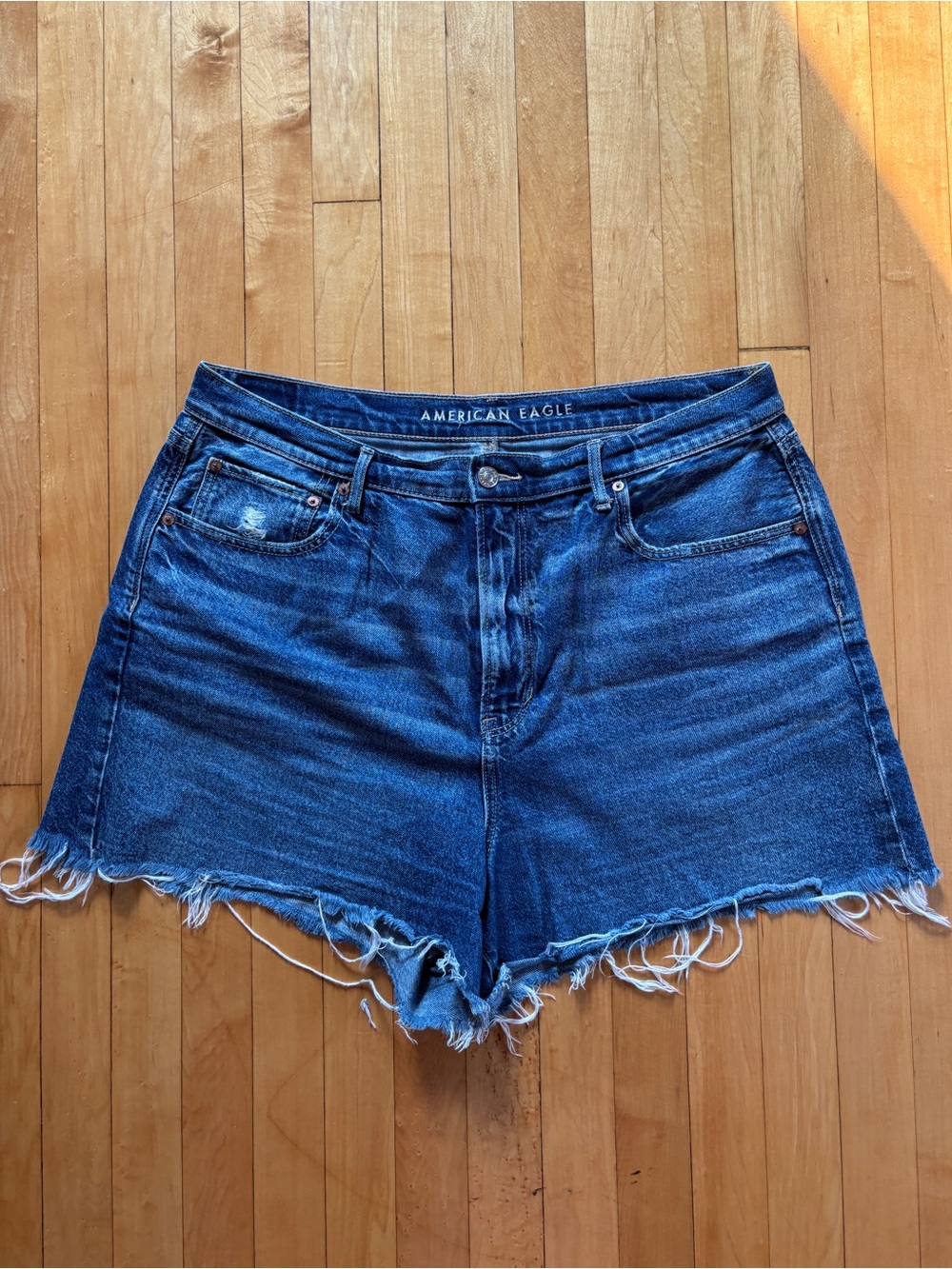 EUC American Eagle High Rise 90s Raw Hem Boyfriend Jean Shorts | Women’s Plus 18